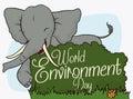 Happy Elephant Celebrating World Environment Day, Vector Illustration