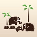 Happy elephant family