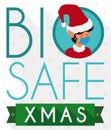 Happy Elf Promoting Bio Safe Measures during Xmas, Vector Illustration