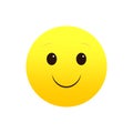 Happy emoji, cheerful smile. Bright yellow face. Joyful expression symbol. Vector illustration. EPS 10.