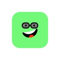Happy Emoji icon flat style. Cute Emoticon rounded square to World Smile Day. Cheerful, Lol, Enjoying Face. Colorful