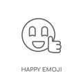 Happy emoji linear icon. Modern outline Happy emoji logo concept Royalty Free Stock Photo