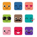 Happy emoji vector set