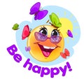 Happy emoticon, with blue background for messenger