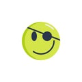 Happy emoticon face with eye patch flat icon