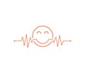 happy emoticon heart beat pulse line graphic vector illustration