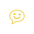 Happy emoticon sign. Smile chat line icon. Speech bubble symbol. Colorful outline concept. Yellow thin line smile chat icon.