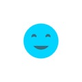 Happy emotion anthropomorphic face. Blue smile isolated on a white background.