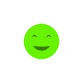 Happy emotion anthropomorphic face. Green smile isolated on a white background