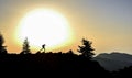 Happy energetic start to the day at the peak of the mountain Royalty Free Stock Photo