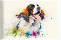 Happy English Springer Spaniel pet dog watercolor illustration