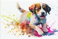 Happy English Springer Spaniel pet puppy dog watercolor illustration