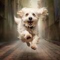 A Happy enthusiastic dog jumping