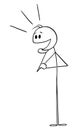 Happy Enthusiastic Smiling Person Watching something , Vector Cartoon Stick Figure Illustration