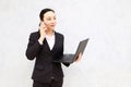 Asian black Business Woman on Cell Phone Royalty Free Stock Photo