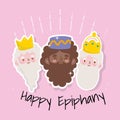 Happy epiphany christian festival, three wise kings