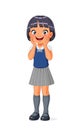 Happy excited Asian girl. Cartoon vector illustration. Royalty Free Stock Photo