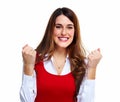 Happy excited business woman. Royalty Free Stock Photo