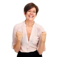 Happy excited business woman. Royalty Free Stock Photo