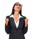 Happy excited business woman. Royalty Free Stock Photo