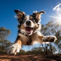 Happy excited dog close sunny portrait Royalty Free Stock Photo