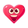 HAppy And Excited Emoji, Pink Heart Emotional Facial Expression Isolated Icon With Love Symbol Emoticon Cartoon