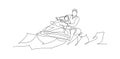 Happy, excited family, father and son having fun on jet ski at summer vacation - vector illustration Royalty Free Stock Photo