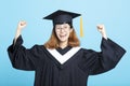 Happy and excited success graduation girl Royalty Free Stock Photo