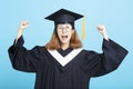 Happy and excited success graduation girl Royalty Free Stock Photo