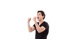 Happy, exited man shouting up Royalty Free Stock Photo