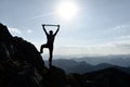 Happy explorer on mountain