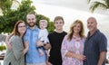 Happy extended family on vacation & the beach at a resort in Mex Royalty Free Stock Photo