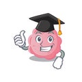 Happy face of anaplasma phagocytophilum in black graduation hat for the ceremony