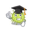 Happy face of bacteria coccus in black graduation hat for the ceremony
