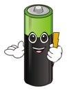 Happy face of battery with yellow lighting Royalty Free Stock Photo