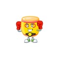 Happy Face Boxing chinese gold drum cartoon character design Royalty Free Stock Photo