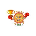 Happy face of boxing winner epidemic in mascot design style Royalty Free Stock Photo