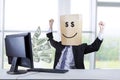 Happy face of businessman looking money 1 Royalty Free Stock Photo