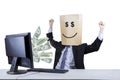 Happy face of businessman looking money 2 Royalty Free Stock Photo