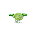 Happy face cabbage character with money on hand Royalty Free Stock Photo