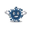 Happy face of decacovirus mascot cartoon style