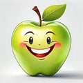 Happy face green apple nutrition food delicious fruit smiling