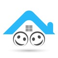 Happy face kids friends couple smile home house roof protect children illustrations vector