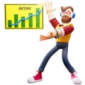 Happy Face l 3D Male Cartoon Picture showing a chart board