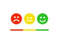 Happy face level flat icon. Feedback emoticons scale.