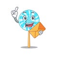 Happy face lollipop mascot cartoon style with envelope