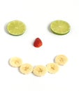 Happy face made from sliced fruit Royalty Free Stock Photo