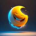 Happy face 3d moon emoji