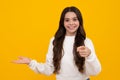 Happy face, positive and smiling emotions of teenager girl. Close-up portrait of her she nice cute attractive cheerful Royalty Free Stock Photo