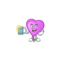 Happy face purple love balloon with a glass of beer